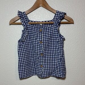 Cat & Jack Ruffle Strap Gingham Button Up Tank Top Size 7/8 100% Cotton